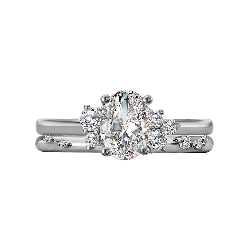 Orbelle Oval Lab Grown Diamond Semi-Mount Engagement Ring in 14K White Gold