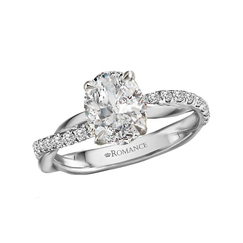 Orbelle Platinum Diamond Oval Semi-Mount Engagement Ring