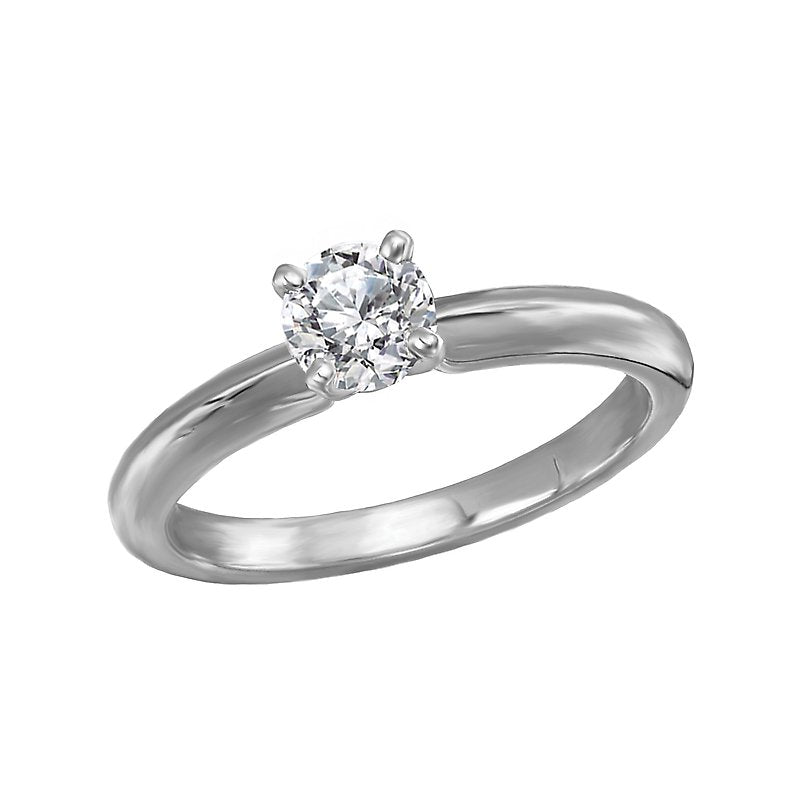 Glemera Solitaire Diamond Engagement Ring - 14K White Gold