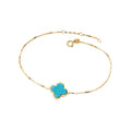 Luxora Italian 14kt Gold Turquoise Clover Bracelet