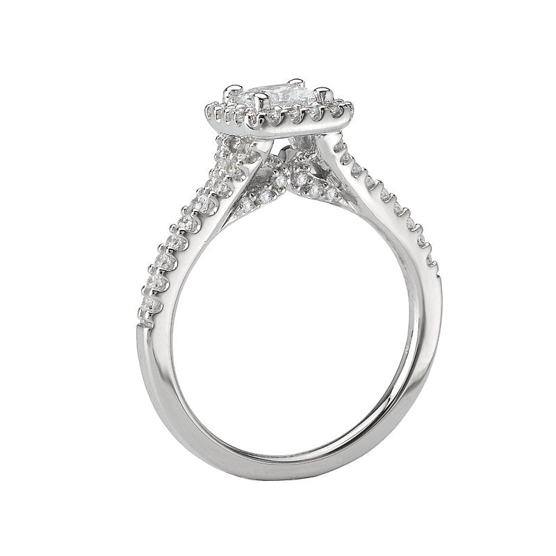 Orbelle Princess Cut Halo Diamond Engagement Ring in 14K White Gold