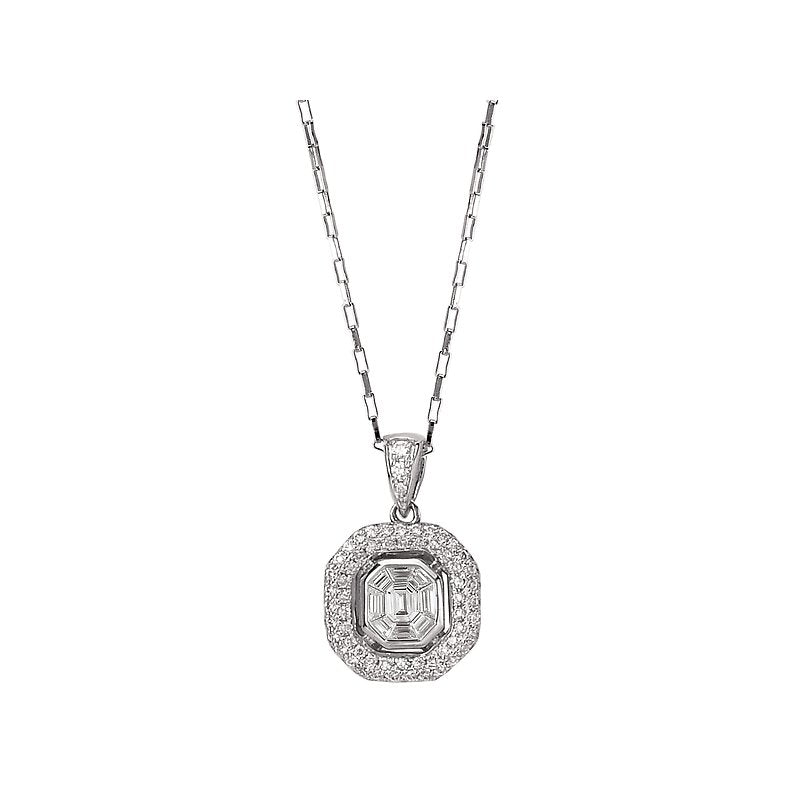 Luxora Ladies Diamond Pendant in 18k White Gold
