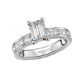 Bandora 14K White Gold Diamond Engagement Ring Semi-Mount for 7x5mm Emerald Cut Stone