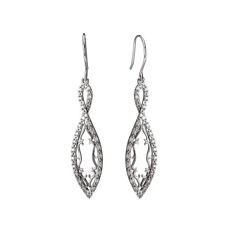 Luxora Infinity Style Dangle Diamond Earrings in 14K White Gold