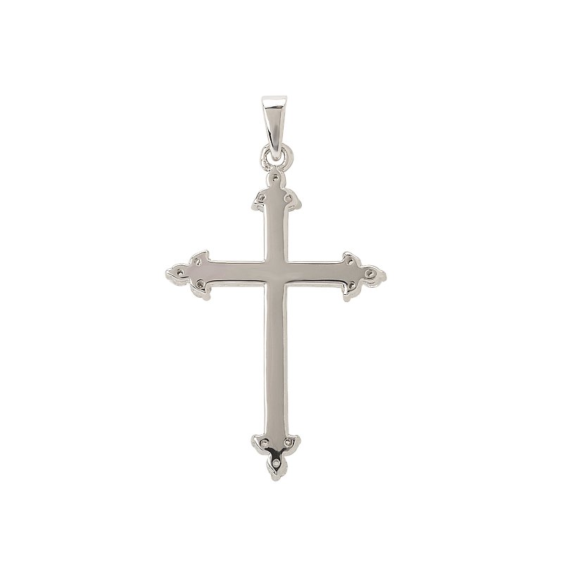 Aurenza Classics 14K White Gold Luxora Cross Pendant with 0.18ctw Diamond Cluster