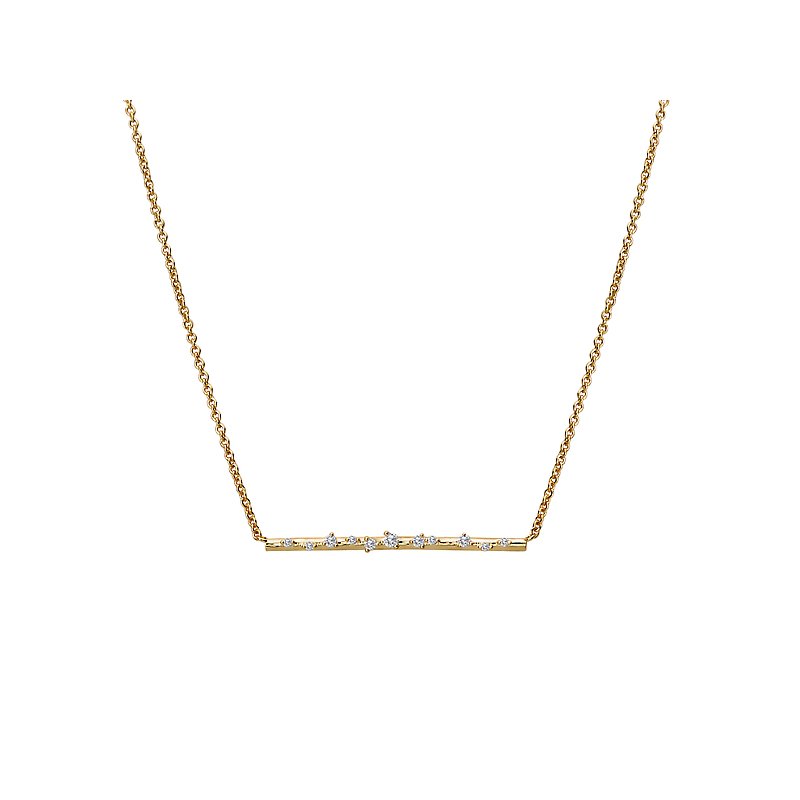 Luxora 14kt Yellow Gold Diamond Bar Necklace | Adjustable Lariat Style