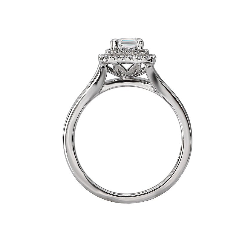 Glemera Halo Split Shank Diamond Ring in 14K White Gold