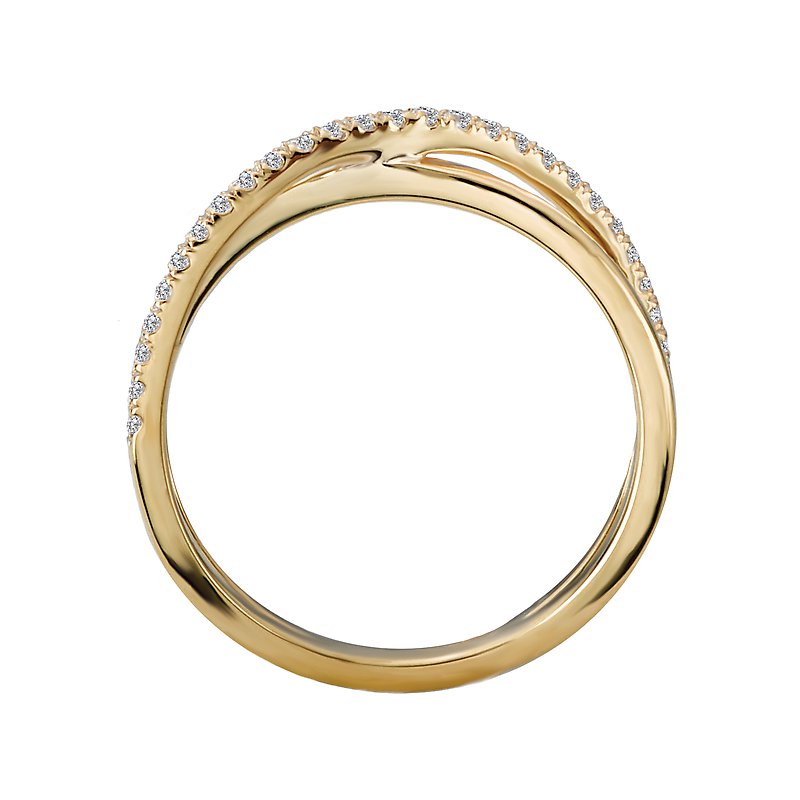 Luxora Classic 14K Yellow Gold Diamond Criss Cross Fashion Ring