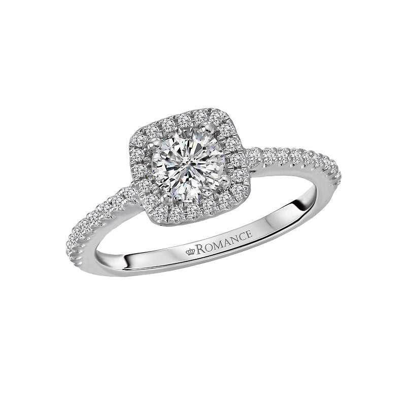 Orbelle Petite 14K White Gold Halo Diamond Engagement Ring