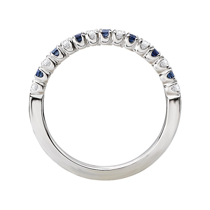 Luxora 14K White Gold Stackable Sapphire and Diamond Fashion Ring