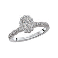 Orbelle Petite 14K White Gold Oval Halo Diamond Engagement Ring