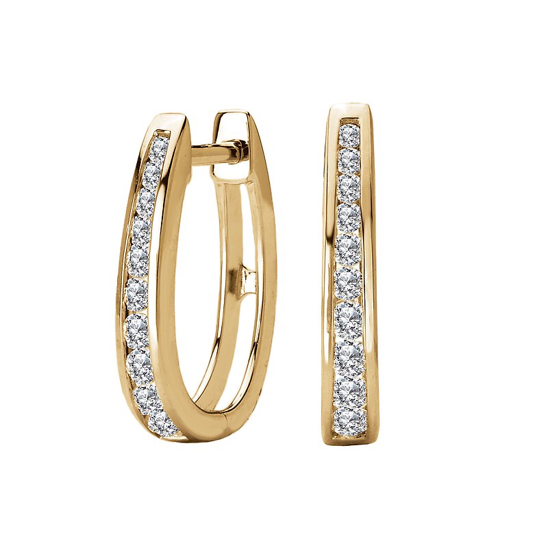 Luxora 14K Yellow Gold Diamond Huggie Style Earrings
