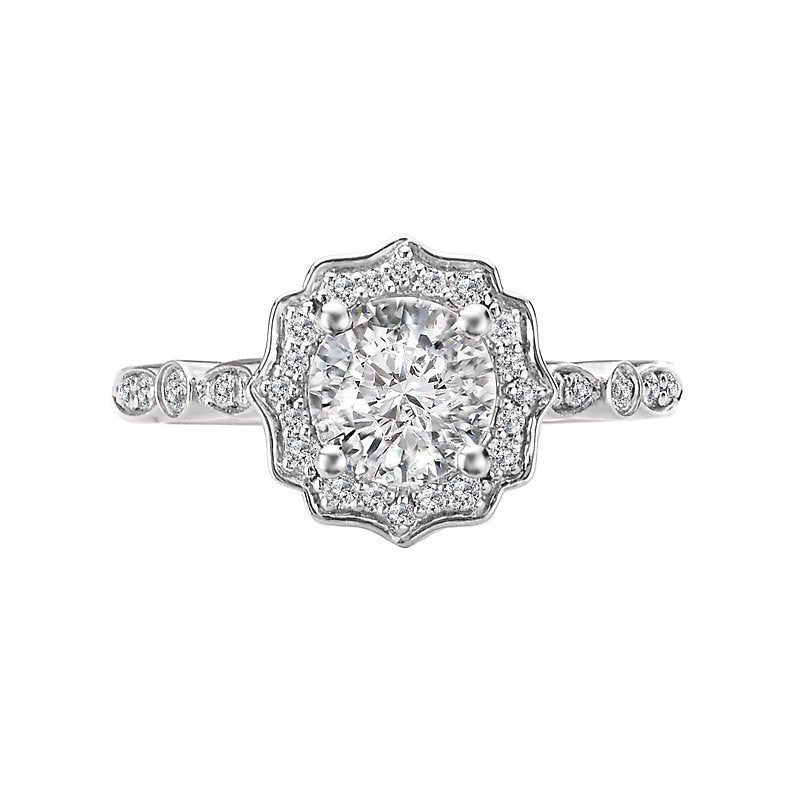Orbelle Halo Semi-Mount Diamond Ring in 14K White Gold with Lab Grown Diamond