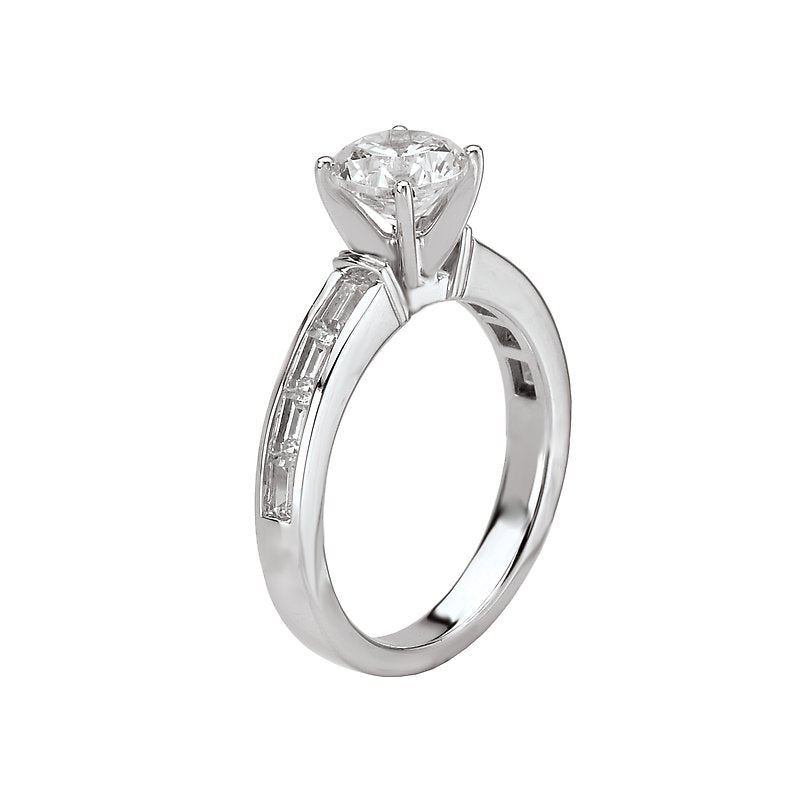 Orbelle 14K White Gold Baguette Diamond Semi-Mount Engagement Ring