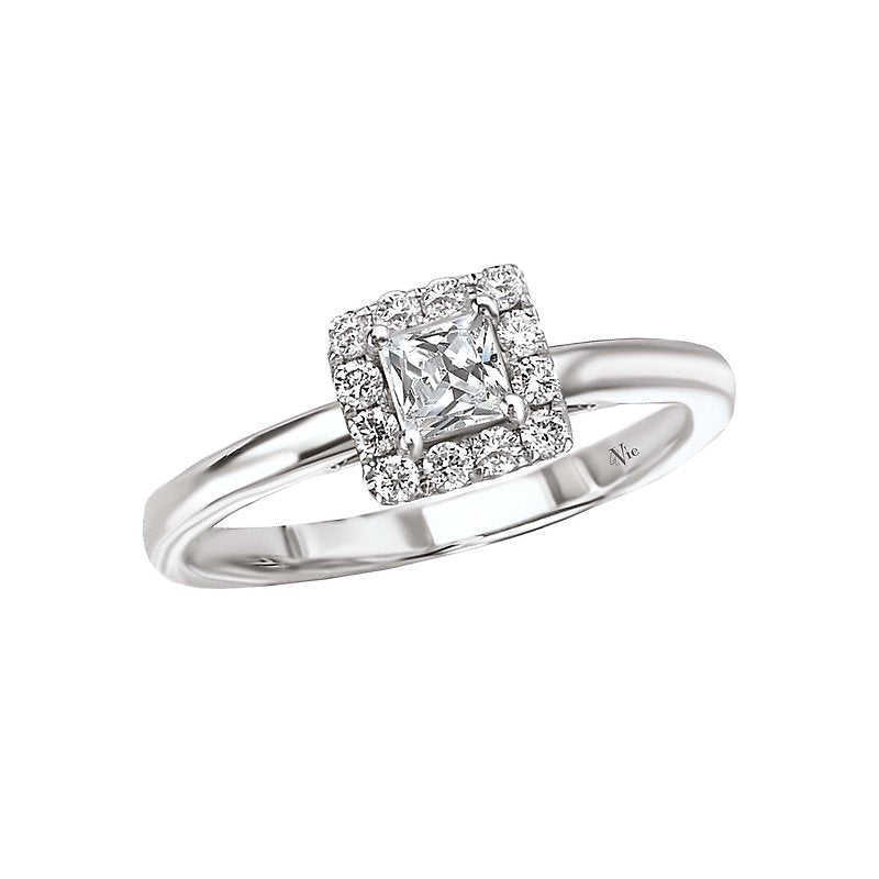 Glemera Petite Halo Diamond Ring in 14K White Gold