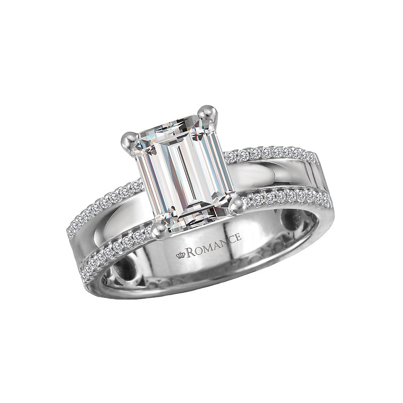 Orbelle Wide Band Semi-Mount Diamond Engagement Ring - Bandora 14K White Gold