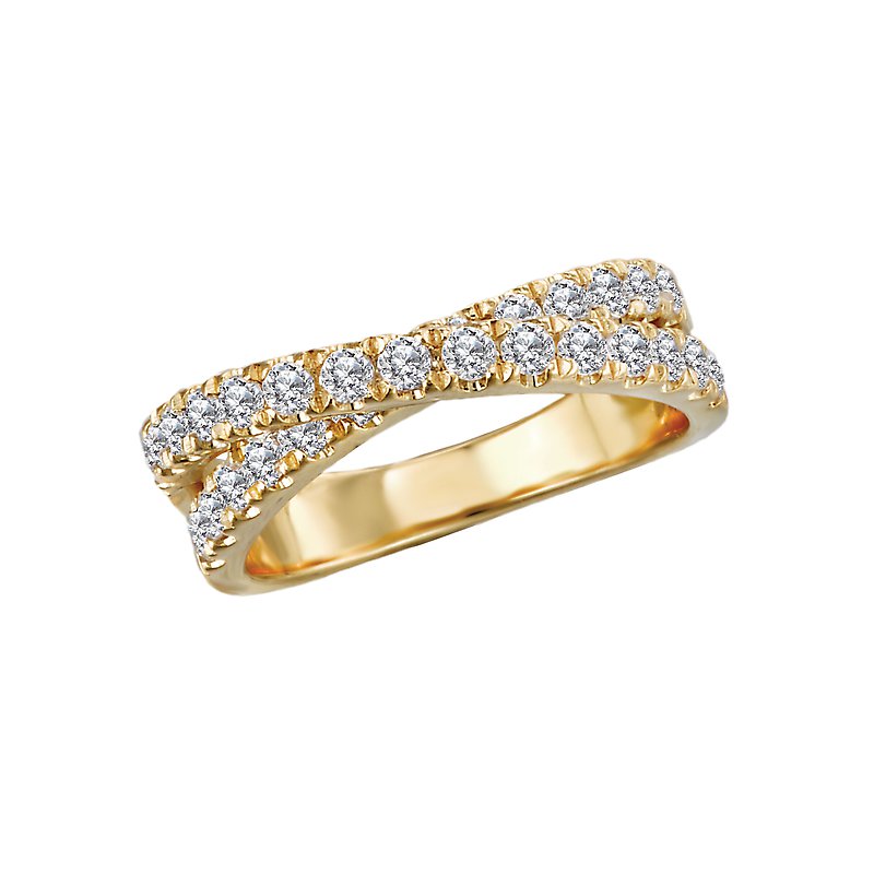 Luxora Classic 14K Yellow Gold Criss-Cross Diamond Ring (D 1.0 carat total weight)