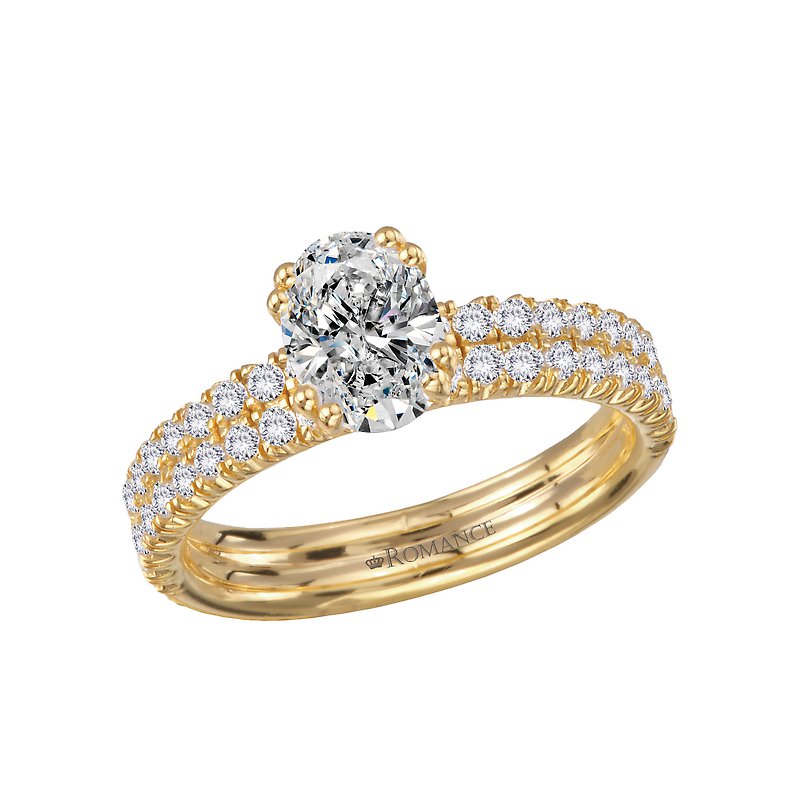 Orbelle 14K Yellow Gold Double Row Diamond Engagement Ring
