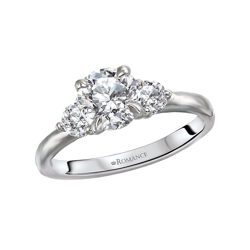 Orbelle 3 Stone Semi-Mount Lab Grown Diamond Ring in 14K White Gold