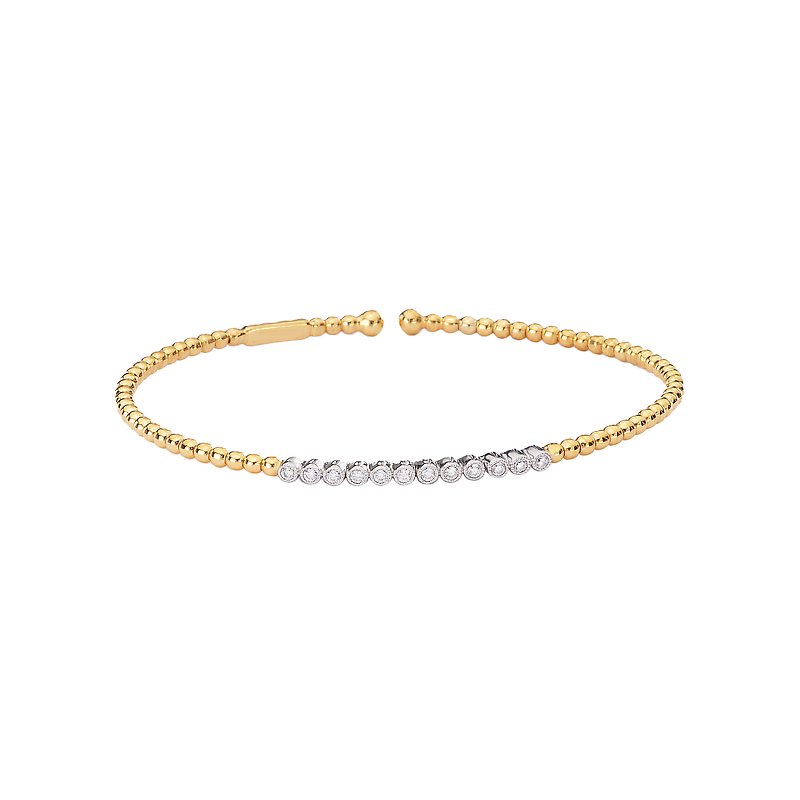 Luxora Diamond Cuff Bracelet - 14kt Yellow Gold with Round Diamonds