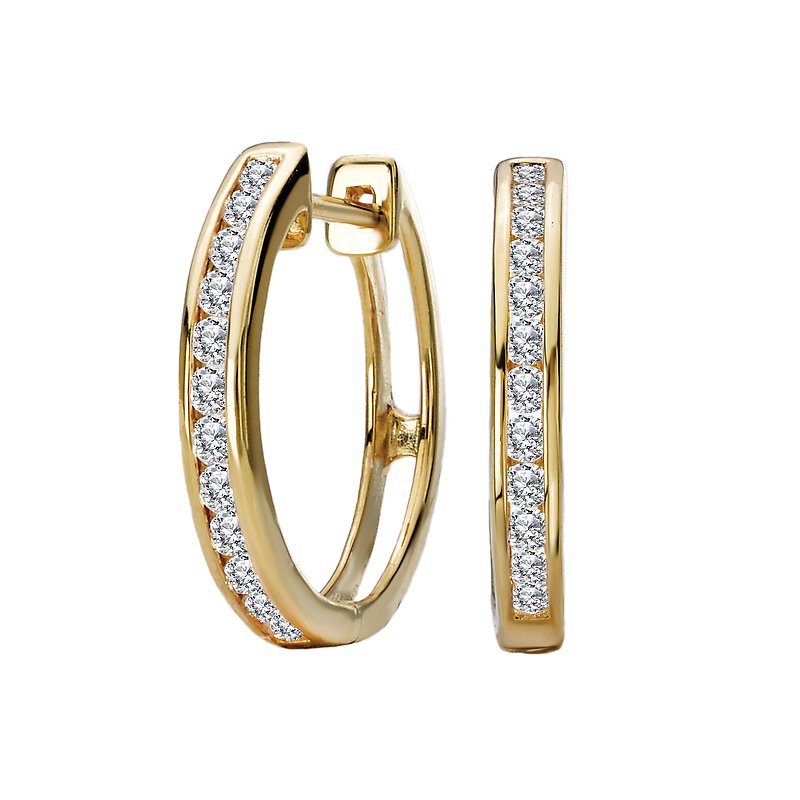 Luxora 14K Yellow Gold Round Diamond Hoop Earrings (D 1/2 carat total weight)