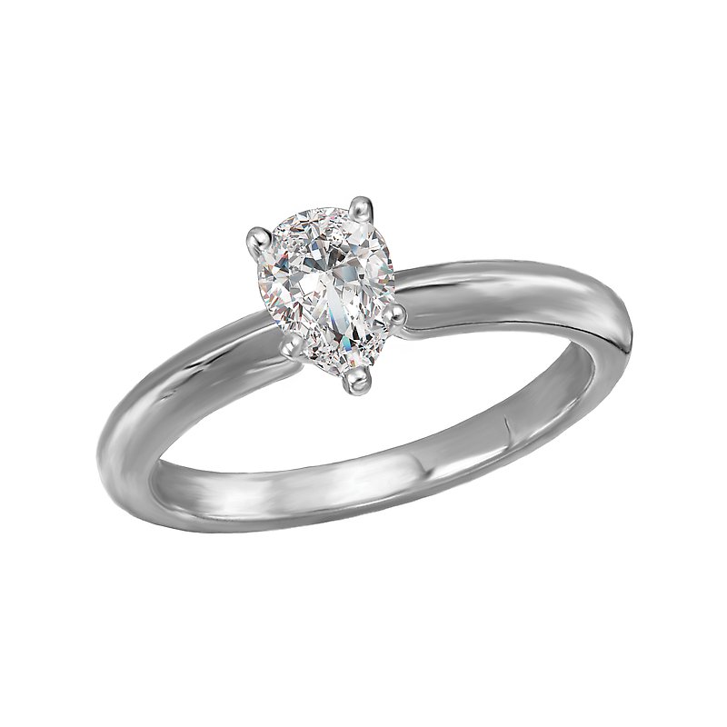 Glemera Solitaire Semi-Mount Diamond Engagement Ring - 14K White Gold Oval Shape 1/2 Carat