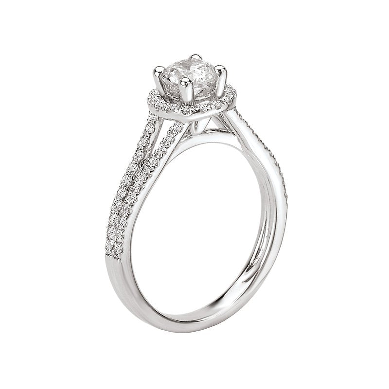 Orbelle Halo Split Shank Diamond Ring Semi-Mount in 18K White Gold