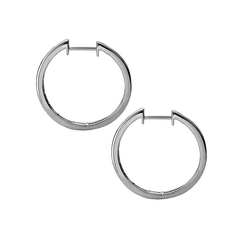 Luxora 14K White Gold Round Diamond Hoop Earrings (D 1.0 carat total weight)