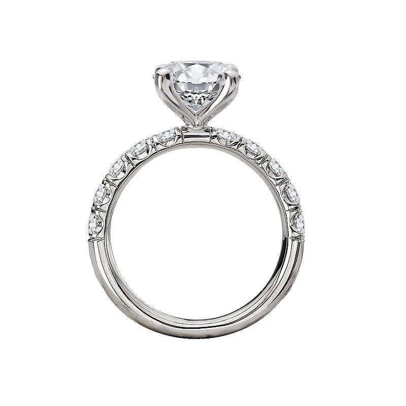 Bandora 14K White Gold Diamond Engagement Ring Semi-Mount for 8.2mm Round Stone