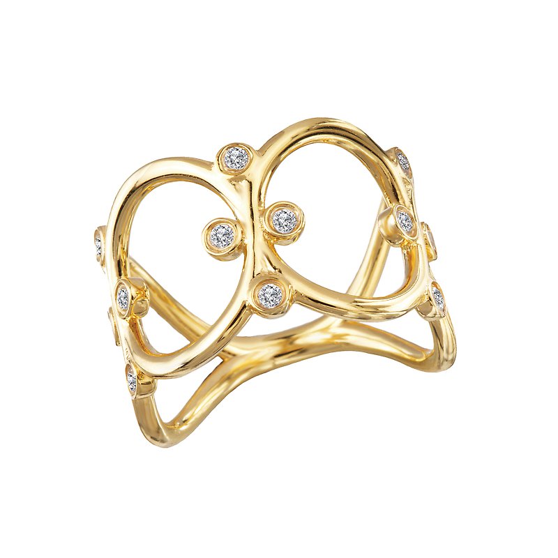 Luxora 14K Yellow Gold Loop Pattern Diamond Fashion Ring