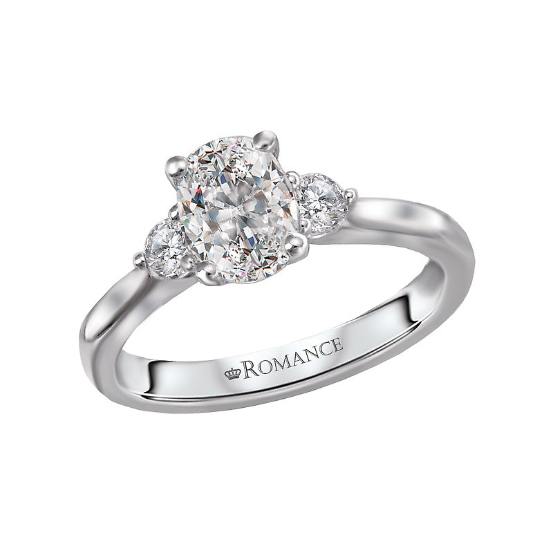Orbelle 3 Stone Oval Diamond Engagement Ring Semi-Mount 18K White and Yellow Gold