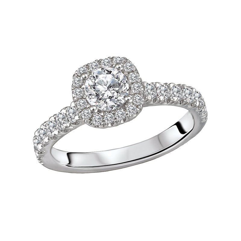 Glemera Halo Semi-Mount Engagement Ring in 14K White Gold with Diamonds