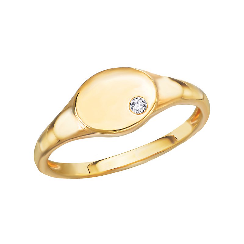 Luxora 14kt Yellow Gold Oval Signet Diamond Ring