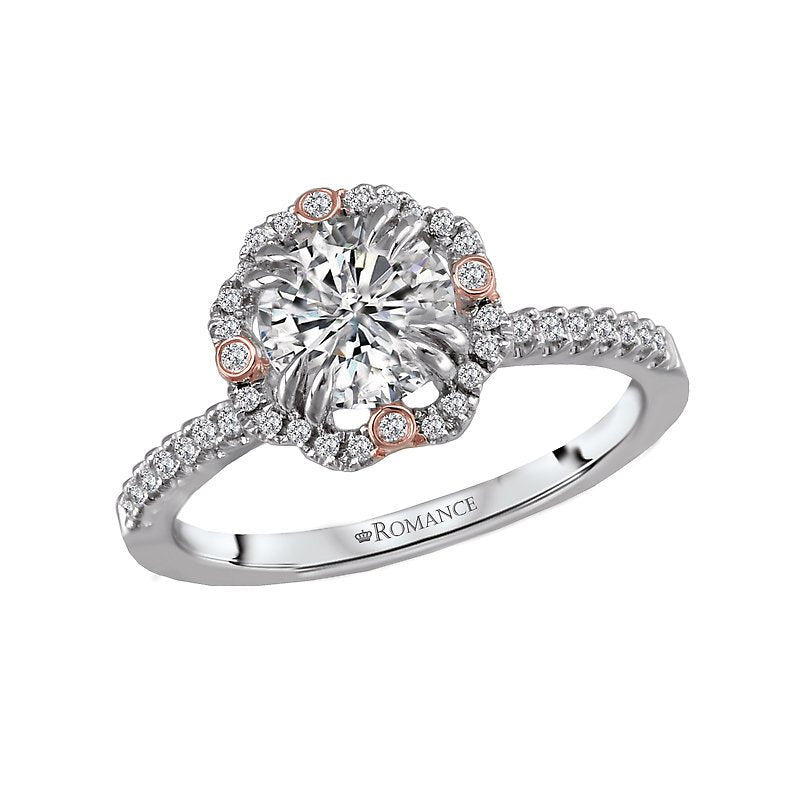 Orbelle Halo Semi-Mount Diamond Ring in 14kt White and Rose Gold