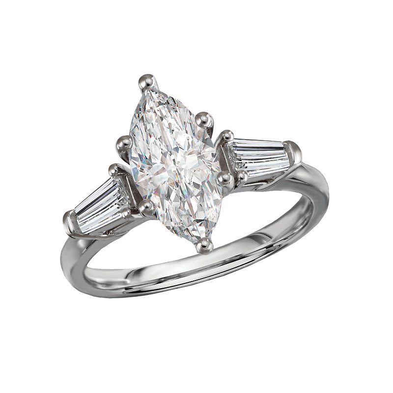 Chic 14K White Gold Marquise Lab Grown Diamond Engagement Ring