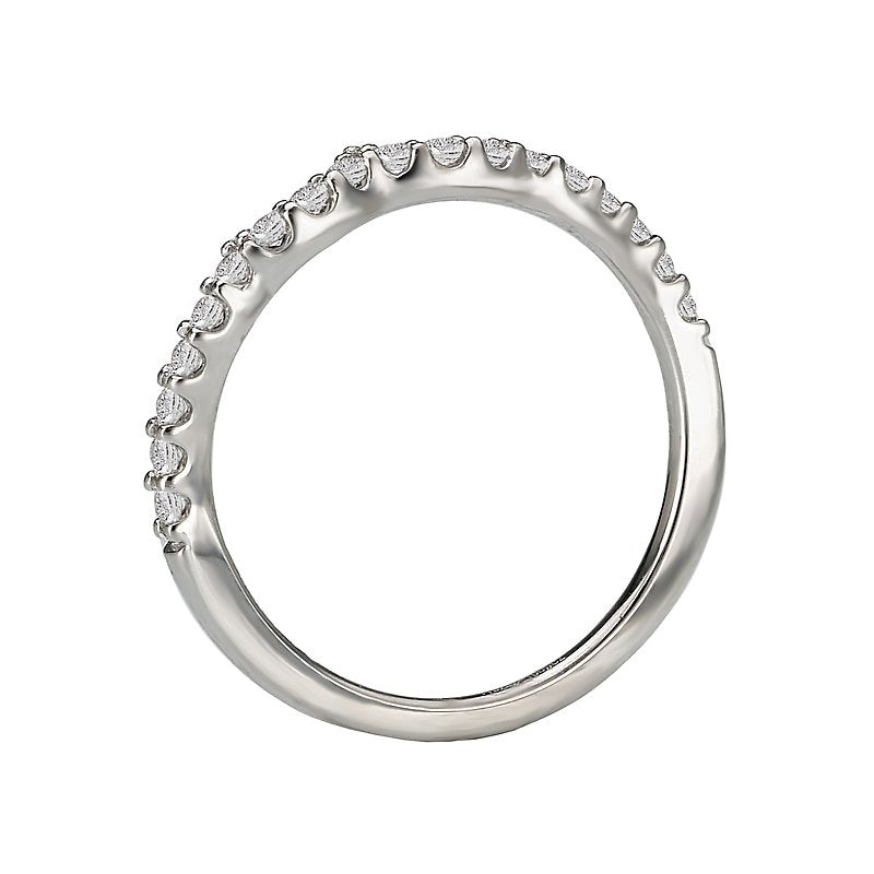 Glemera Curved Matching Wedding Band in 14K White Gold with 1/4 Carat White Diamond