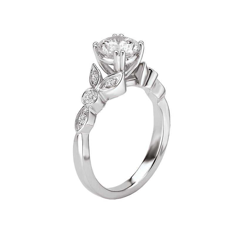 Orbelle Lab Grown Diamond Floral Design Round Diamond Ring in 14K White Gold