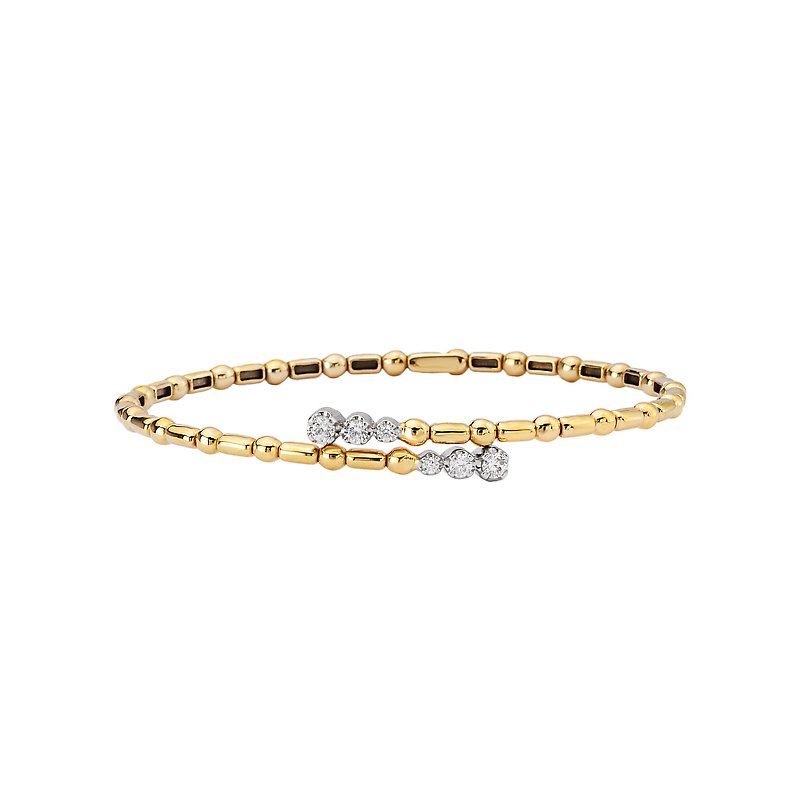 Luxora Diamond Flex Cuff Bracelet - 14kt Yellow Gold with 3/8 Carat White Diamond Accents