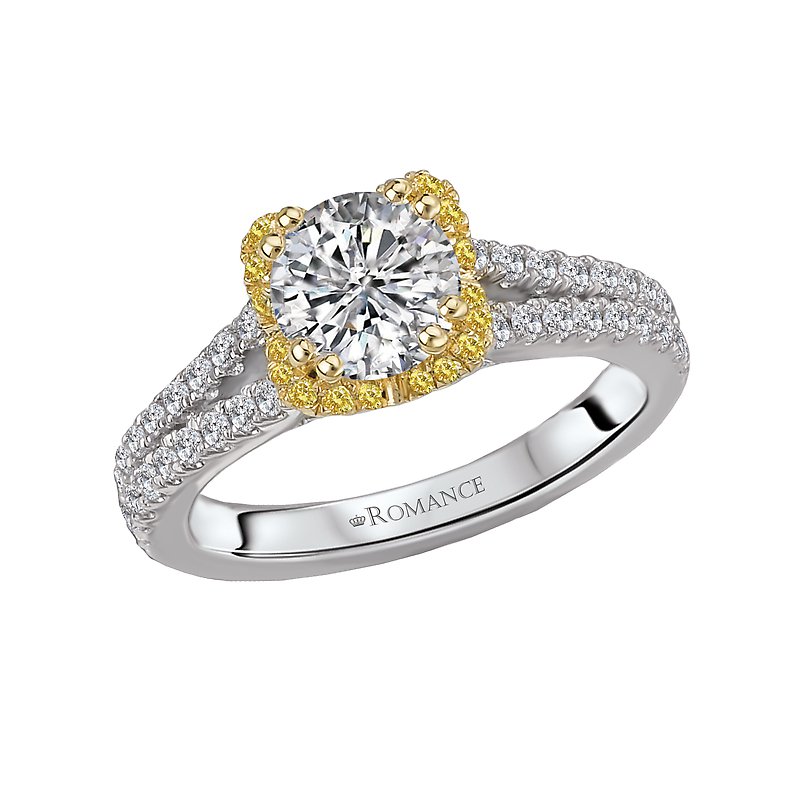 Orbelle Two Tone Halo Diamond Ring Semi-Mount 18K Gold