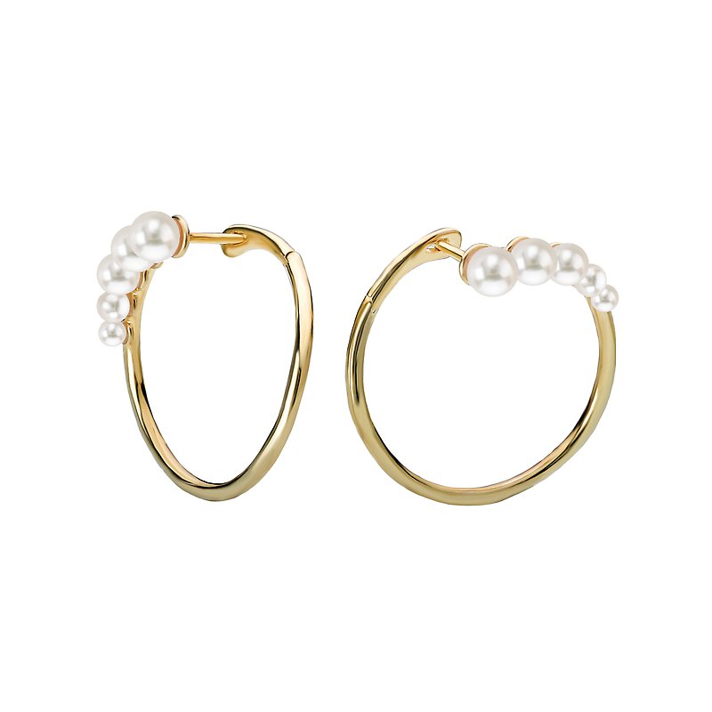 Luxora 14K Yellow Gold Freshwater Pearl Fashion Hoop Earrings