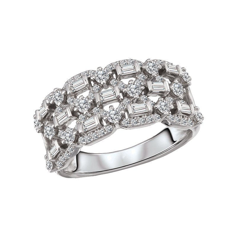 Luxora 14K White Gold Diamond Fashion Ring - Classic Style