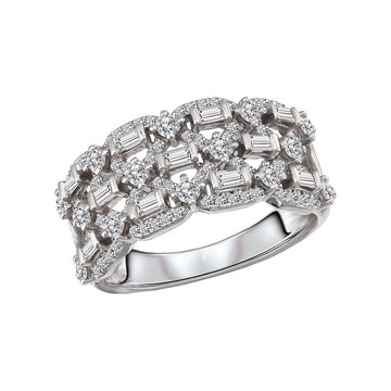 Luxora 14K White Gold Diamond Fashion Ring - Classic Style