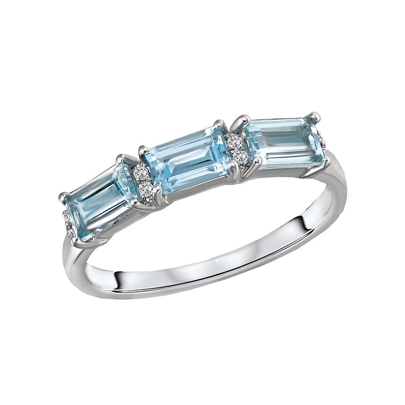 Luxora 14K White Gold Blue Topaz and Diamond Fashion Ring