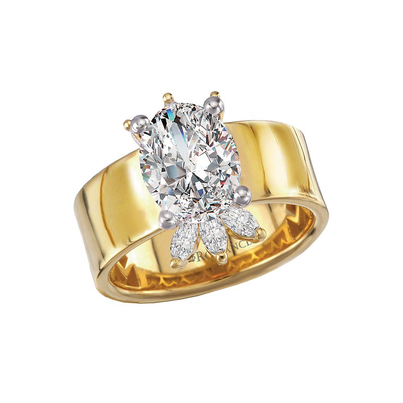 Orbelle Wide Band Semi-Mount Diamond Engagement Ring - 14K Yellow Gold