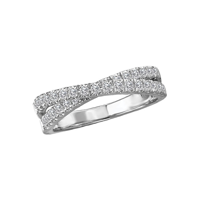 Luxora Classic 14K White Gold Criss-Cross Diamond Ring (D 1/2 carat total weight)