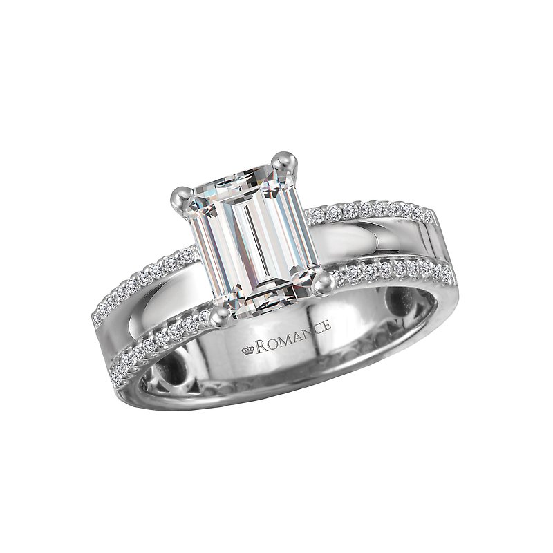 Platinum Wide Band Diamond Engagement Ring - Orbelle Collection
