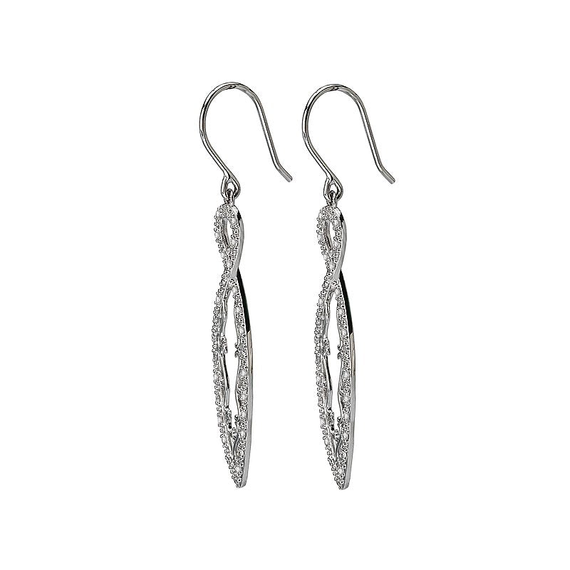 Luxora Infinity Style Dangle Diamond Earrings in 14K White Gold