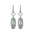 Luxora Green Amethyst and Diamond Drop Earrings in 14K White Gold