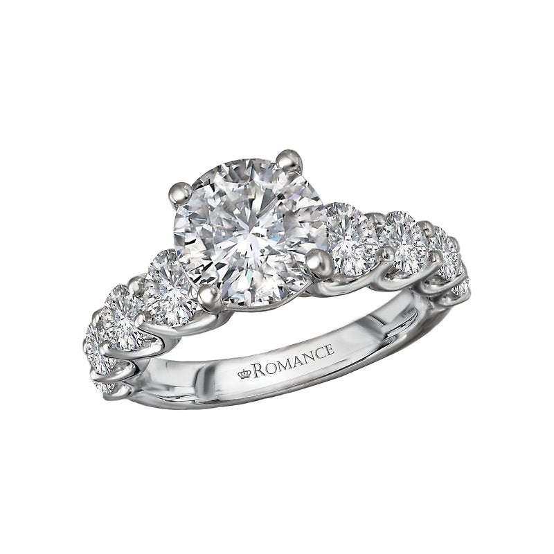 Orbelle Lab Grown Diamond Band Semi-Mount Engagement Ring - Bandora 14K White Gold Round Cut 8.2mm