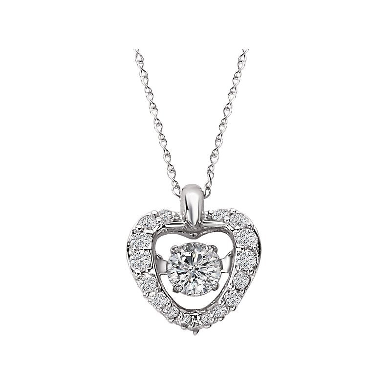 Luxora 14K White Gold Heart Shaped Diamond Pendant